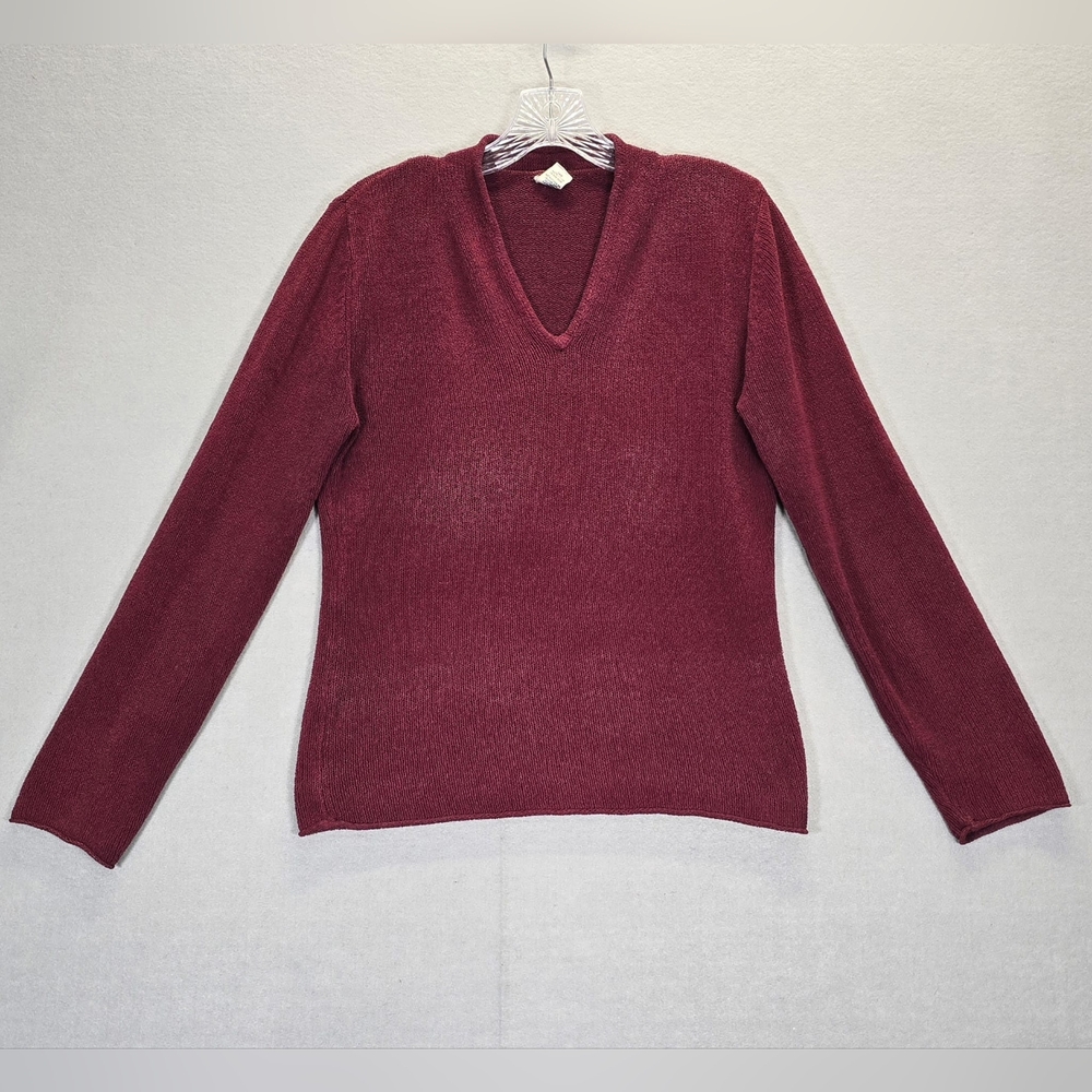Prana Women's Burgundy Wine V-Neck Long Sleeve Knit Sweater Size L SUPER Soft!